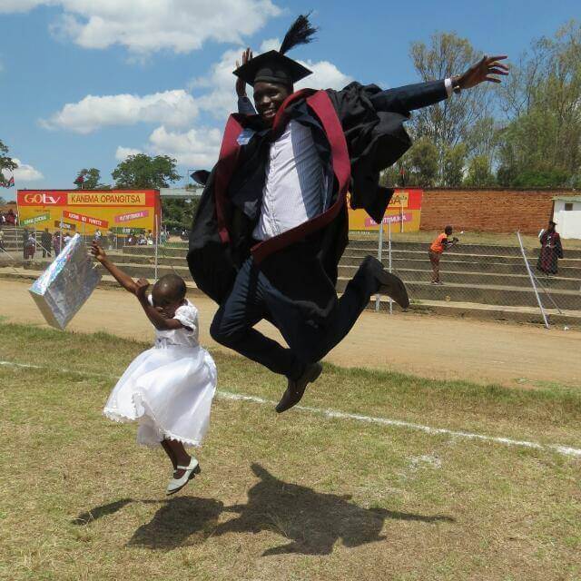 Chimango and his sister, Prominence, celebrating on his graduation day