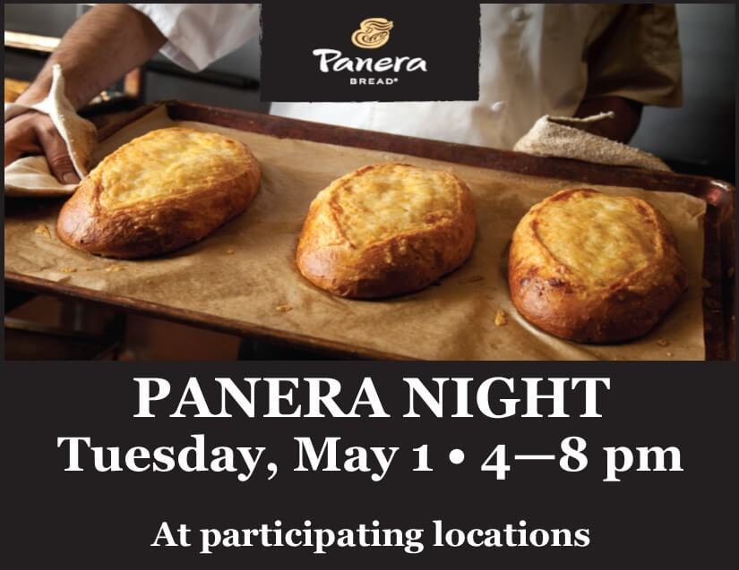 Panera night - Tuesday, May 1st 4:00 p.m - 8:00 p.m. at participating locations